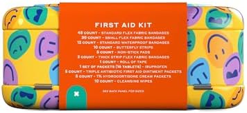 Welly First Aid Kit | FSA Eligible | Adhesive Flexible Fabric and Waterproof Bandages, Tape and Non-Stick Pads, Butterfly Strips, Triple Antibiotic and Hydrocortisone Ointments, Ibuprofen - 130 Count