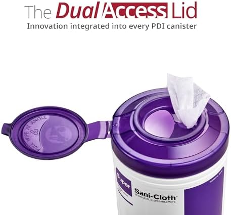 Super Sani-Cloth X-Large Germicidal Disposable Wipe, Hospital-Grade Disinfection, Purple Top, 1 Canister of 75 XL 5'' x 8'' Wipes