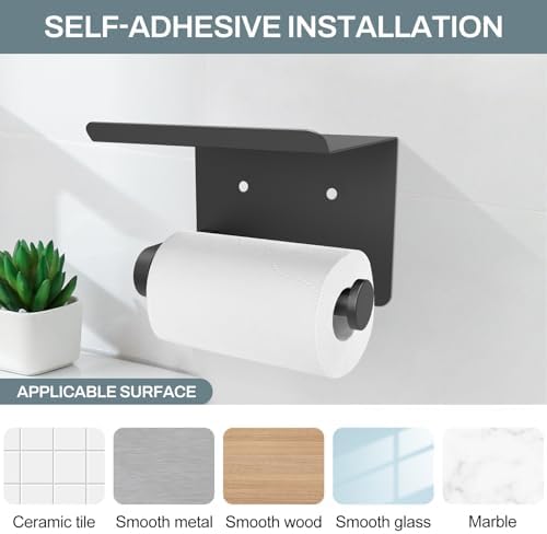 SetSail Toilet Paper Holder with Shelf, Matte Black
