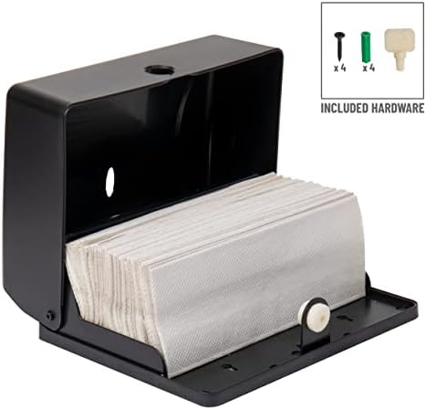 Mind Reader Paper Towel Dispenser, Tri-Fold Towel Holder, Restroom, Wall Mount, Bathroom, Black