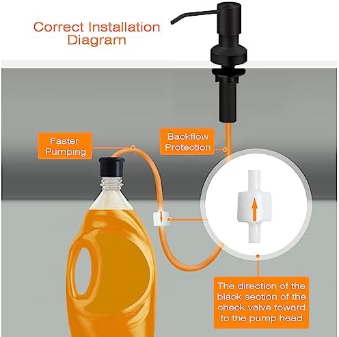 Sink Soap Dispenser for Kitchen Sink, Countertop Built in Sink Soap Dispenser with 47”Extension Tube kit, No Need to Fill The Little Bottle Again (Black)