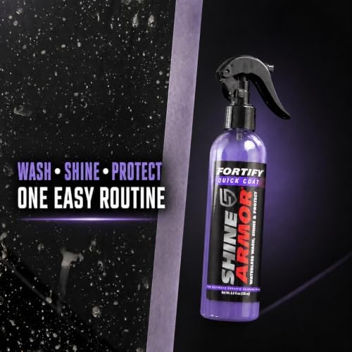 SHINE ARMOR Fortify Quick Coat - 8oz Ceramic Waterless Detailer Spray | 3-in-1 Wash, Wax & Nano-Ceramic Coating | Mirror Shine, Zero Streaks, No Dust Residue | 6-12 Month Protection | Made in USA
