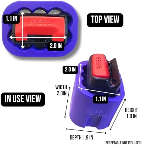 2-PACK NEW Silicone Seat Belt Buckle Booster (BPA Free) - Raises Rear Seat Belts For Easy Access - Stop Fishing for Buried Back Seat Belts - Makes Back Row Receptacle Stand Upright for Easier Buckling