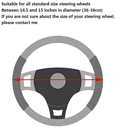 YHONGJT Soft Microfiber Leather Steering Wheel Cover, Universal 15 Inch for Women Girls, Fit Vehicles, Sedans, SUVs, Vans, Trucks - Light Pink