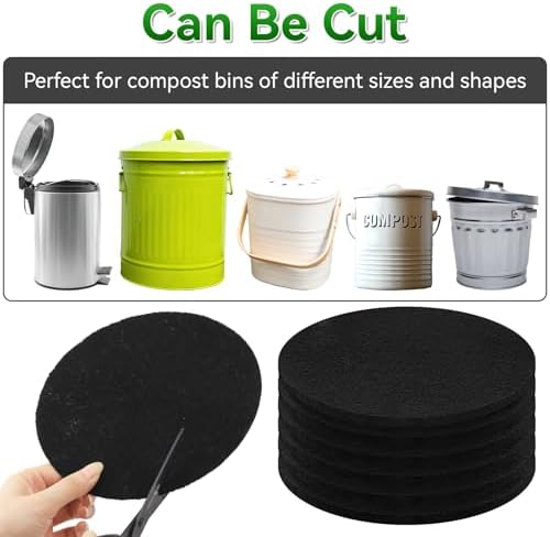 6 Pack 6.7 Inch Charcoal Filter for Kitchen Compost Bin Countertop Bucket