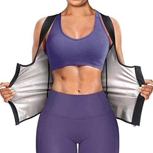 Junlan Sauna Suit Vest Waist Trainer for Women Zipper Sweat Tank Top Shaper