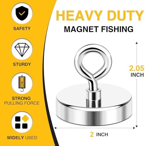 DIYMAG Fishing Magnet, 2 Inch 350 Lbs Large Strong Magnets for Lifting