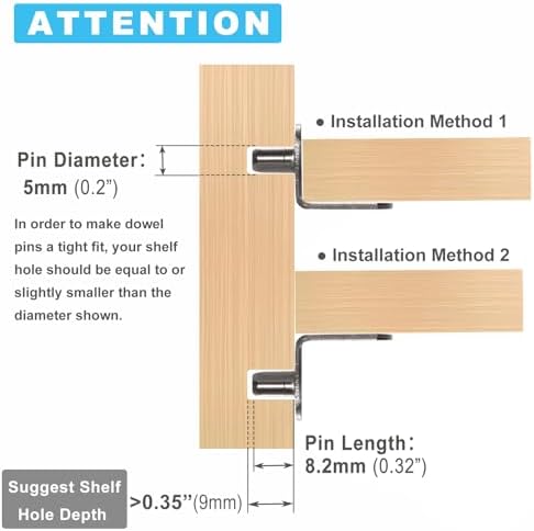 SDTWZW 5mm Shelf Pegs L-Shaped Cabinet Support Pins Bracket Style Clips