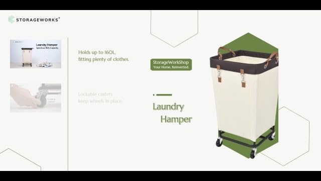 StorageWorks 160L Laundry Basket with Wheels, Rolling Hampers for Clothing