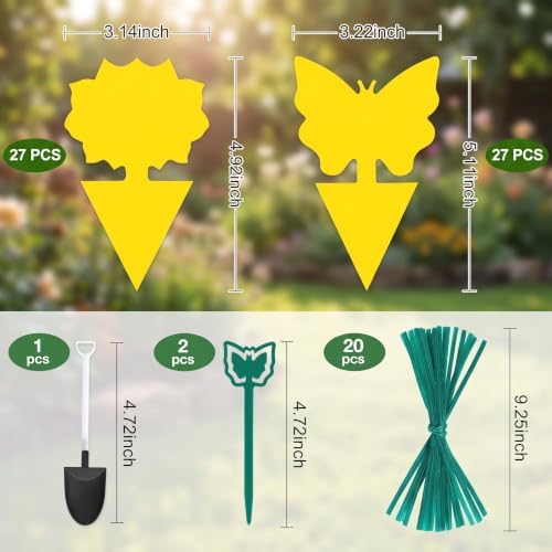 Yellow Sticky Fruit Fly Trap 54 Pack, Gnat Traps for Indoor House Plants
