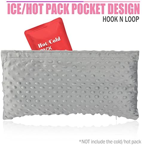 Hysterectomy Seatbelt Pillow Post Abdominal Surgery Myomectomy Pillows with Pocket for Ice/Hot Packs Breast Reduction Belly Incision Tummy Tuck C-Section Recovery Patients Gifts Minky Dot Light Gray