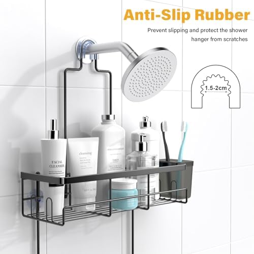 Hanging Shower Caddy Over Showerhead - Rustproof No Drill Shower Organizer