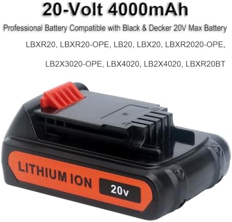 Biswaye LBXR20 20V Lithium Battery Compatible with Black & Decker 20V MAX Lithium Battery LBXR2520 LBXR2020 LBX20 LB2X4020 LB2X3020 and LCC221 LST522 LST201 LST220 LST300 20-Volt Max Tools