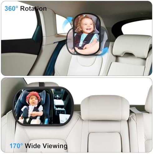 Baby Car Mirror, Car Seat Mirror for Rear Facing, Black