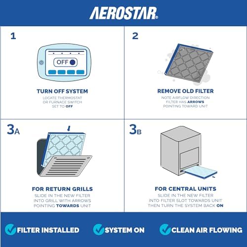 Aerostar Air Filter 20x20x1 MERV 8 AC Filter, HVAC, Furnace Filter, 6 Pack