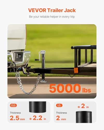 VEVOR 5000 lbs A-Frame Trailer Jack, 15" Vertical Travel, Adjustable Drop Leg, for Horse, Utility, Yacht Trailers