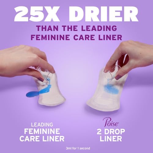 Poise Daily Liners, Incontinence Panty Liners, 2 Drop, 48 ct