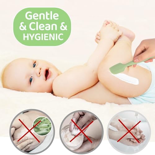 Baby Diaper Cream Spatula 3 Pack Diaper Spatulas Soft Silicone Diaper Cream Applicator Baby Butt Paste Spatula Brush with Suction Base,Full Size(Gray+Off-white+Green