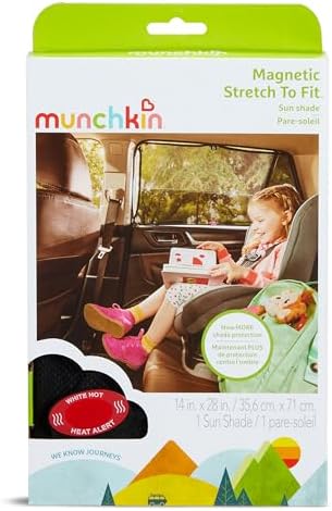 Munchkin Brica Magnetic Stretch-to-Fit Car Window Shades, Black, 1 Pack