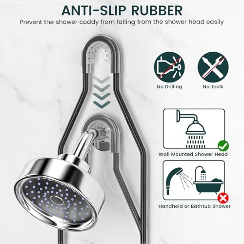 REINHARDT Adjustable Shower Caddy Hanging Rustproof Shower Organizer, Black