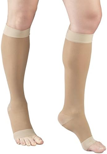 Truform Sheer Compression Stockings, 15-20 mmHg, Women's Knee High Length, Open Toe, 20 Denier, Medium