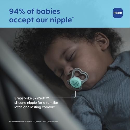 MAM Air Pacifier 6-16 Months, Extra Air Flow for Sensitive Skin, 4 Pack