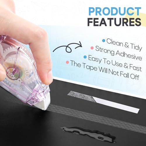 4 Pack Double Sided Tape Roller, Double Sided Adhesive Scrapbook Tape for Scrapbooking Crafts, Glue Tape for Journaling, Gift Wrapping, Photo Albums, Office Supplies, Scrapbook Supplies