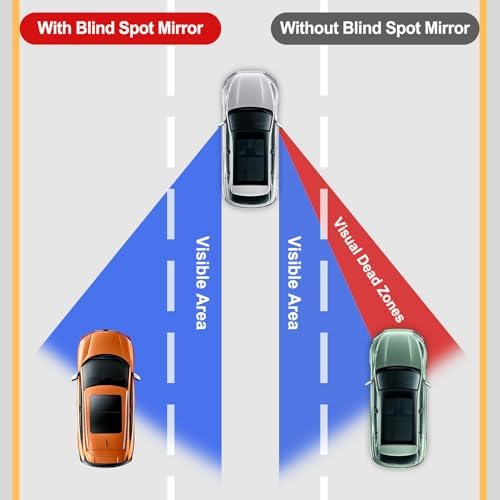 LivTee Blind Spot Mirrors, Heart Shaped HD Glass Frameless Convex Rear View Mirrors, Wide Angle Adjustable Stick for Side Mirror, Automotive Exterior Accessories for Car, SUV & Trucks, Pack of 2