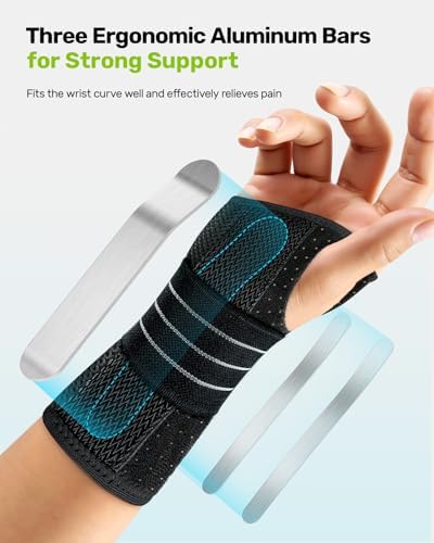 Rakiie Carpal Tunnel Wrist Brace Ergonomic Night Splint, Gray