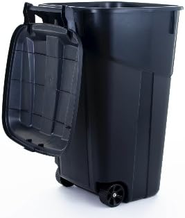 United Solutions 32 Gallon Wheeled Outdoor Garbage Can with Attached Snap Lock Lid and Heavy-Duty Handles, Black, Heavy-Duty Construction, Perfect Backyard, Deck, or Garage Trash Can, 2 Pack