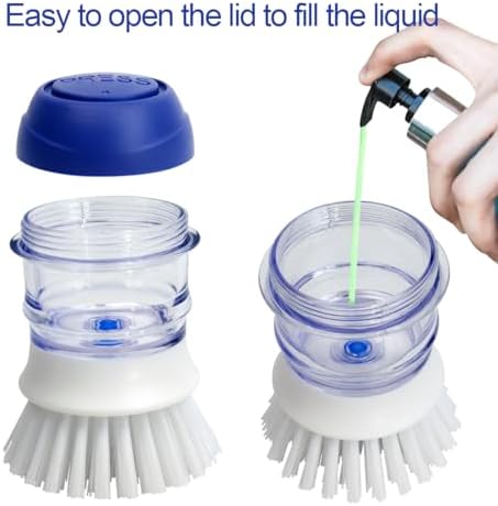 CELOX 2 Pack Dish Brush with Soap Dispenser for Kitchen Cleaning