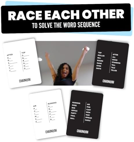 Viral Studios Chainlink - Guess the Sequence Party Game, Fast Paced Word Game for Adults & Kids, 450 Cards Fun Cards for Family Nights, Gatherings, & Parties Ages 15 +