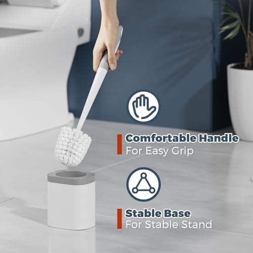 Holaloha Toilet Brush and Holder Set, Space Saving, White, 1 Pack