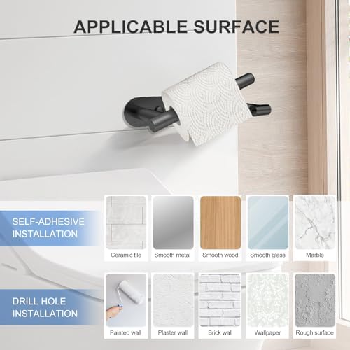 SetSail Toilet Paper Holder Adhesive or Screw-in Matte Black
