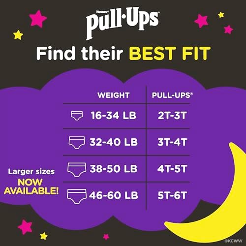 Pull-Ups Girls' Night-Time Potty Training Pants, Size 4T-5T, 52 Count