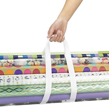 Whitmor 6044-4924 Clear Gift Wrap Organizer - Zippered Storage for 25 Rolls