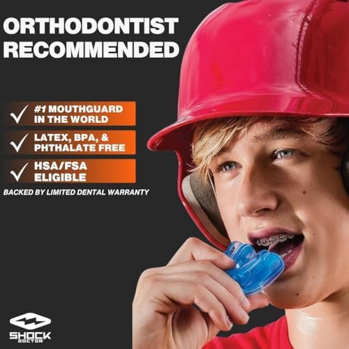 Shock Doctor Mouth Guard for Braces, Blue, Youth