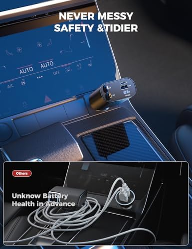 [Upgraded] SUPERONE Retractable Car Charger 4 in 1 Fast Phone Charger