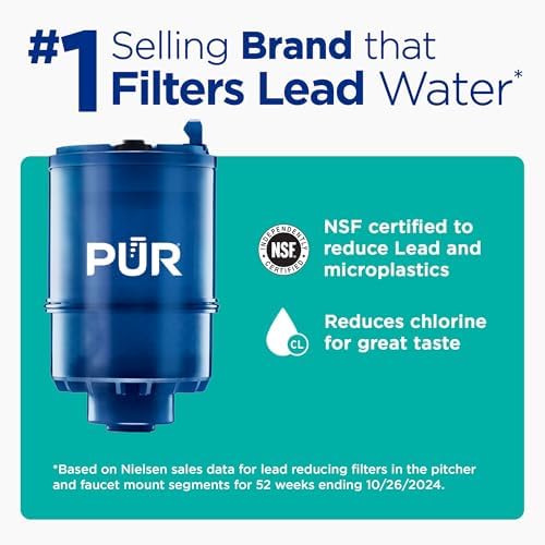 PUR Plus Faucet-Mount Water Filtration System, Lead-Reducing Filter, Grey