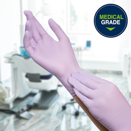 HALYARD LAVENDER NITRILE Exam Gloves, 3.1 mil, 9.5 Inches, Lavender, Medium, Box of 250 - Powder-Free, Non-Sterile Disposable Gloves
