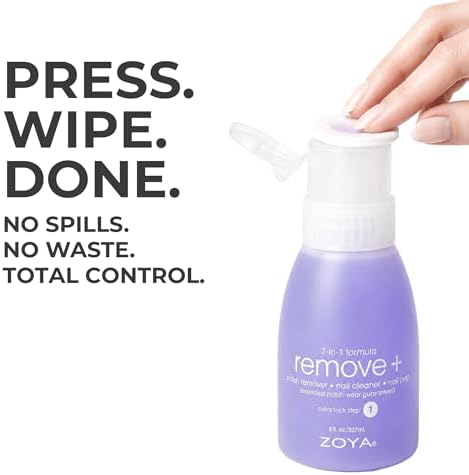 ZOYA Remove Plus Acetone Nail Polish Remover with Big Flipper Bottle, Powerful, Safe and Gentle, 3-in-1 Remover + Cleanser + Prep, Award-Winning Big10Free, 8 Fl Oz