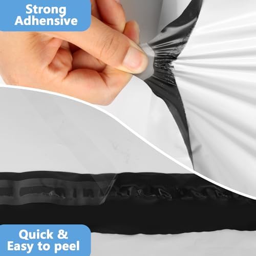 Poly Mailers 12x15.5 100PC Medium Shipping Bags for Clothes White