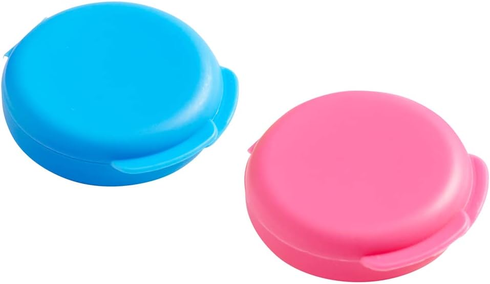 EZY DOSE Daily Round, Compact, Small, Disrcrete, Portable On-The-Go Pocket Pharmacy, Pill Box, Organizer and Vitamin Containers, Snap Shut Lids, Travel Friendly, Colors May Vary, 2 Pack, BPA Free