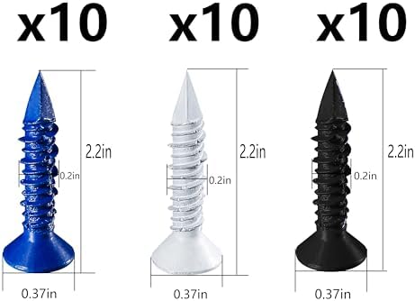Wensilon(105 PCS) 3/16" Concrete Screw Anchor Kit Blue/Black/White Flat Head for Anchoring to Masonry, Block or Brick Stucco