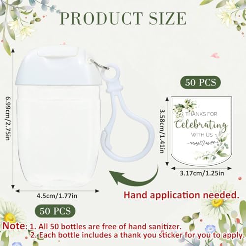 50Pcs Mini Hand Sanitizer Bottles Bulk with Thank You Labels (Sanitizer Not Included) - Wedding Favors - Personalized Wedding Favors for Guests