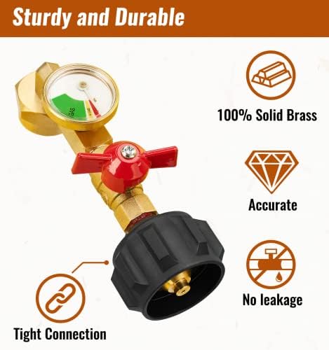 CALPOSE Propane Refill Adapter with Valve and Gauge