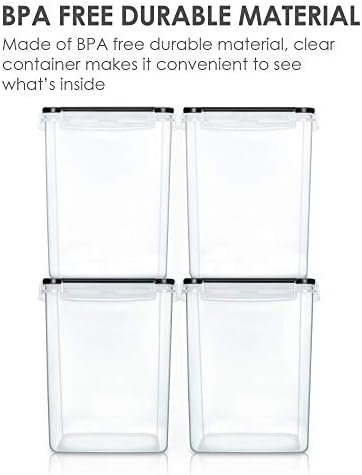 Vtopmart 5.2L Flour Sugar Storage Containers, 4 PCS, Black