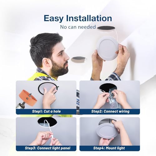 Amico 6 Pack 6 Inch LED Recessed Light with Junction Box, 5CCT, 1050LM, 12W