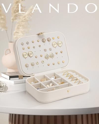 VLANDO Travel Jewelry Case, Portable Jewelry Earring Box Organizer