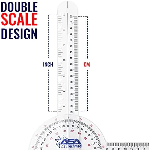 ASA TECHMED 6 Pcs 360° 12, 8 and 6 Inch Medical Spinal Goniometer Angle Protractor Angle Ruler